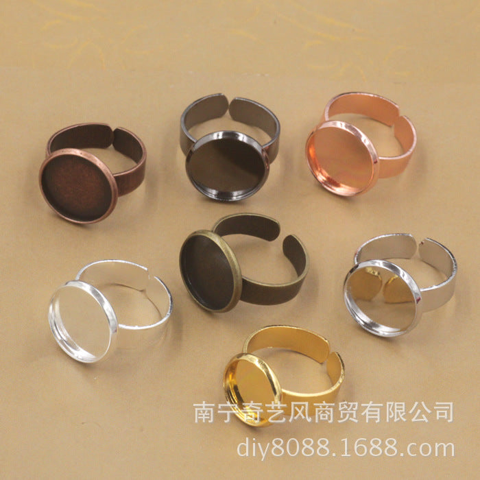 20 Plain Bezel Cup Open Circle Ring 18KGP 10mm 12mm 14mm 16mm 18mm 20mm Round Cabochon Blank Base Gemstone Setting