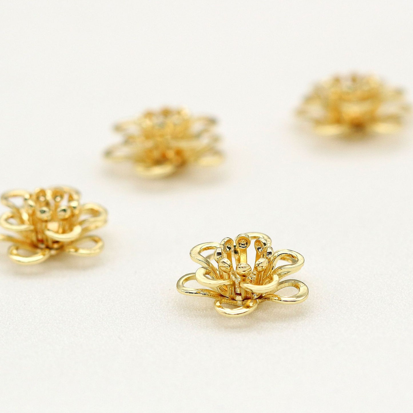 10 capuchons de perles florales, tasse 14K GF, entretoise de perles de charme