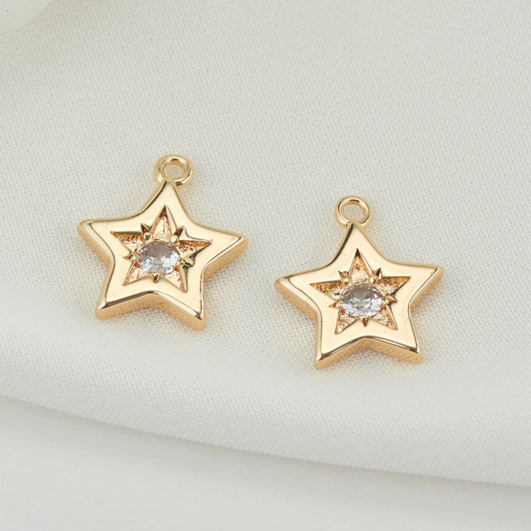 2 Sonnenauge Schlangenkreuz Totenkopf Stern Charm Anhänger Strass verziert 14K GF