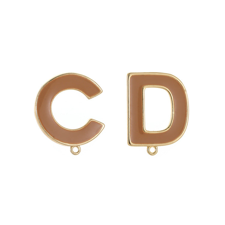 Boucles d'oreilles à tige avec 4 lettres CD, en émail époxy 14 carats GF
