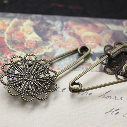 200 Filigrane Floral Charm Safe Broche Bronze Antique 22mm Cabochon Base Vierge Réglage des Pierres Précieuses