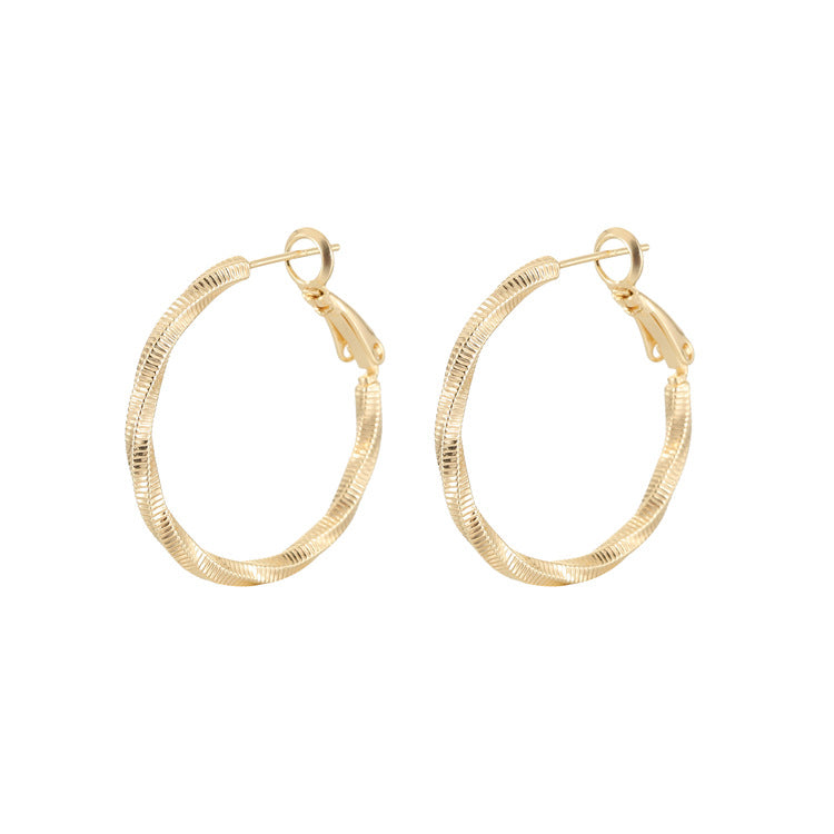 4 boucles d'oreilles créoles épaisses en cercles torsadés 14K GF Earing