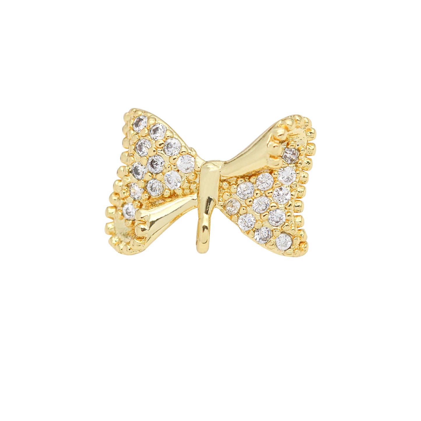 10 Bowknot Stud Earrings with Loop 14K GF Rhinestone Embellished Earing