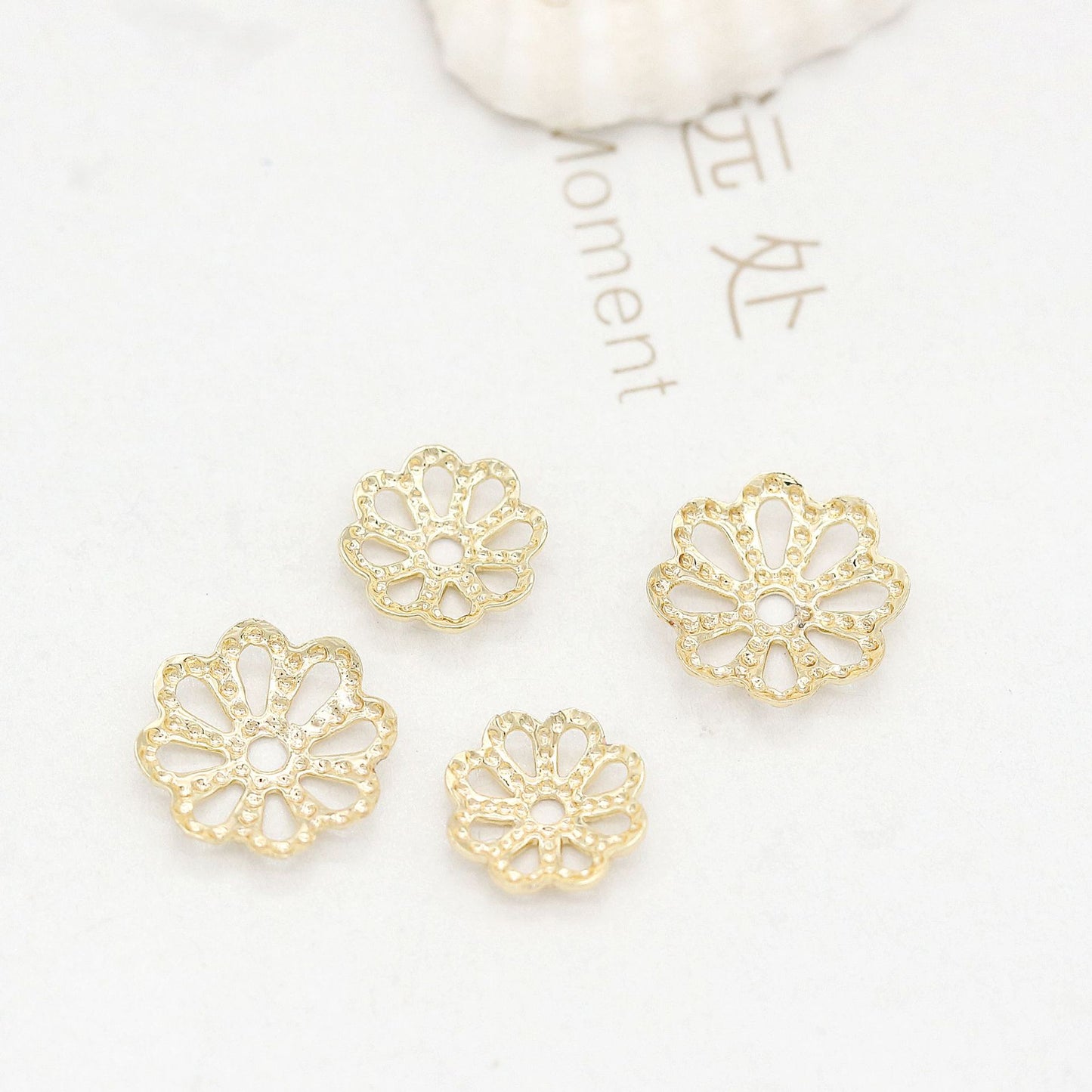 10 capuchons de perles florales, tasse 14K GF, entretoise de perles de charme