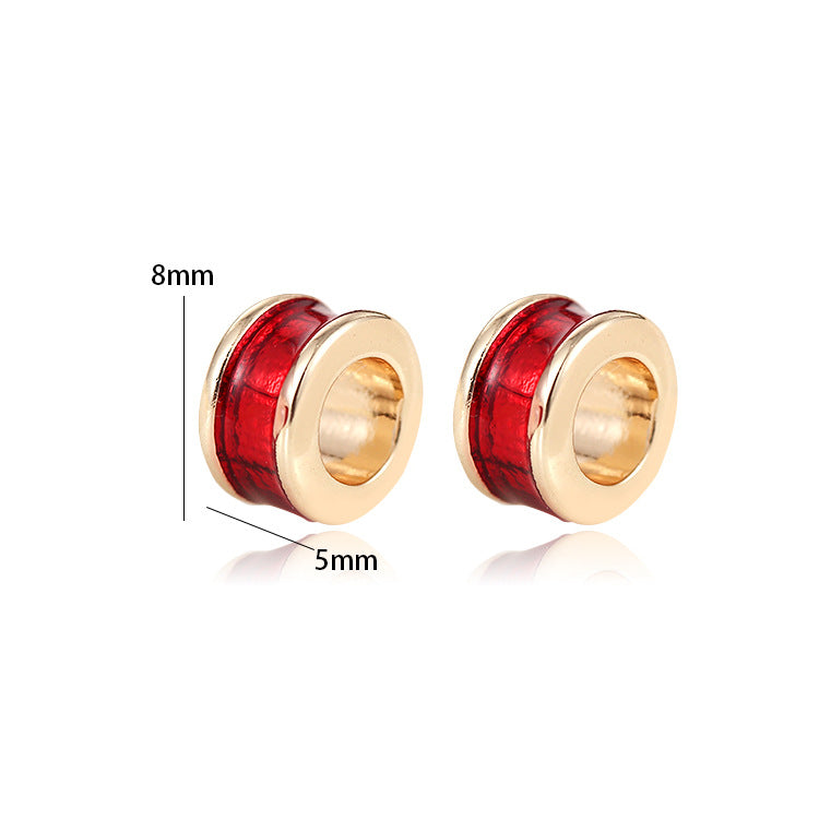 5 runde Kreis-Säulen-Perlen-Charms aus Emaille, Epoxidharz, 14 K GF, Charm-Perlenarbeit, Abstandshalter