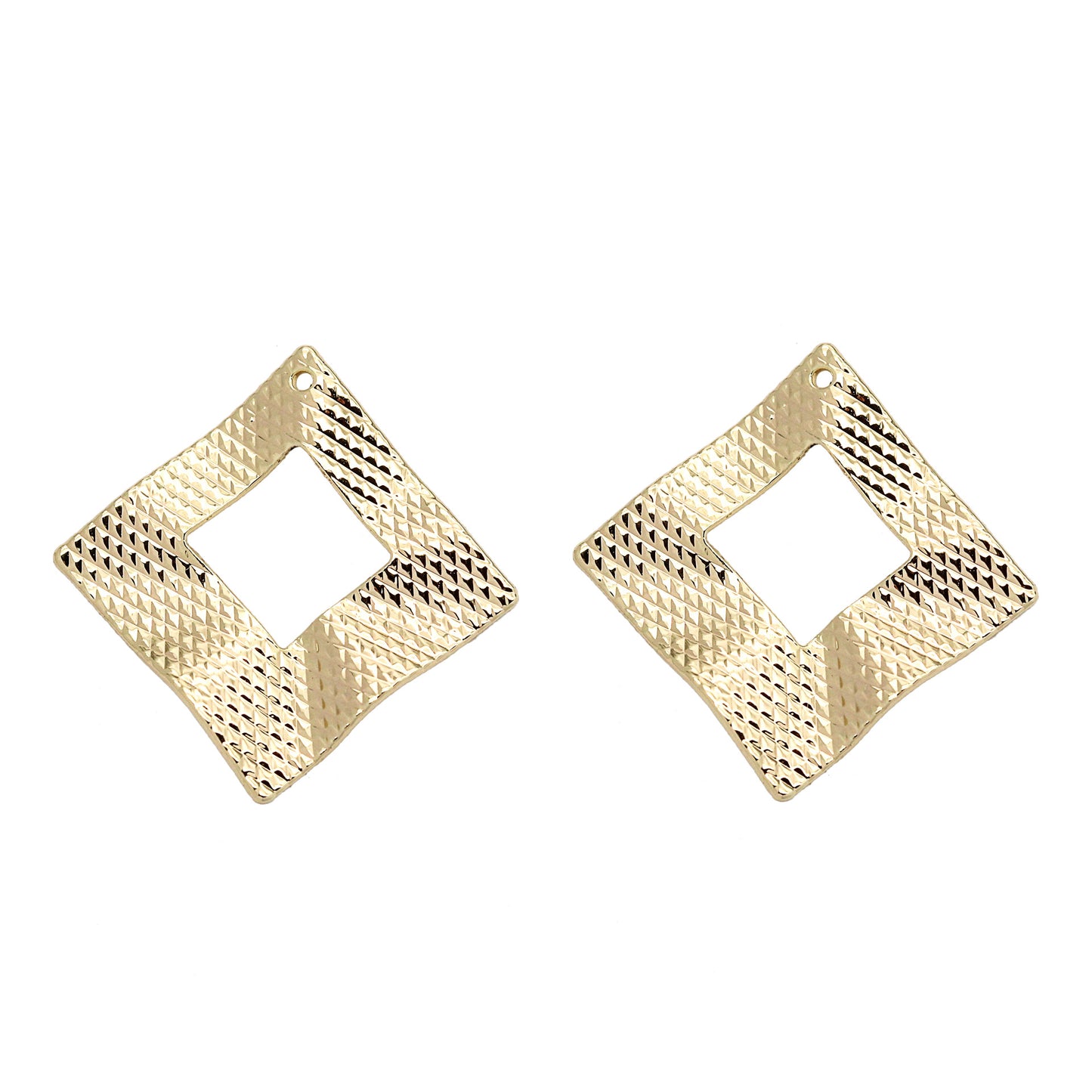 10 gebogene geschnitzte quadratische Kreis-Charm-Anhänger aus 14 Karat GF