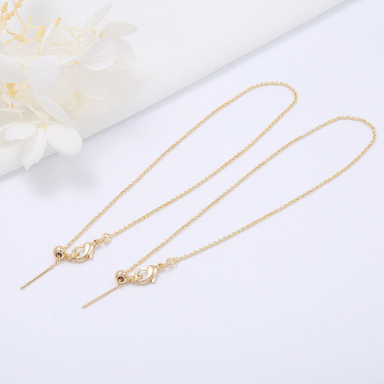 2 chaînes de câble à maillons ovales réglables, collier en Y, bracelet avec perle de positionnement, bracelet ras du cou 14K GF