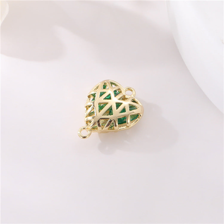2 Double boucle carré rectangle rond papillon coeur charme connecteur strass incrusté 14K GF
