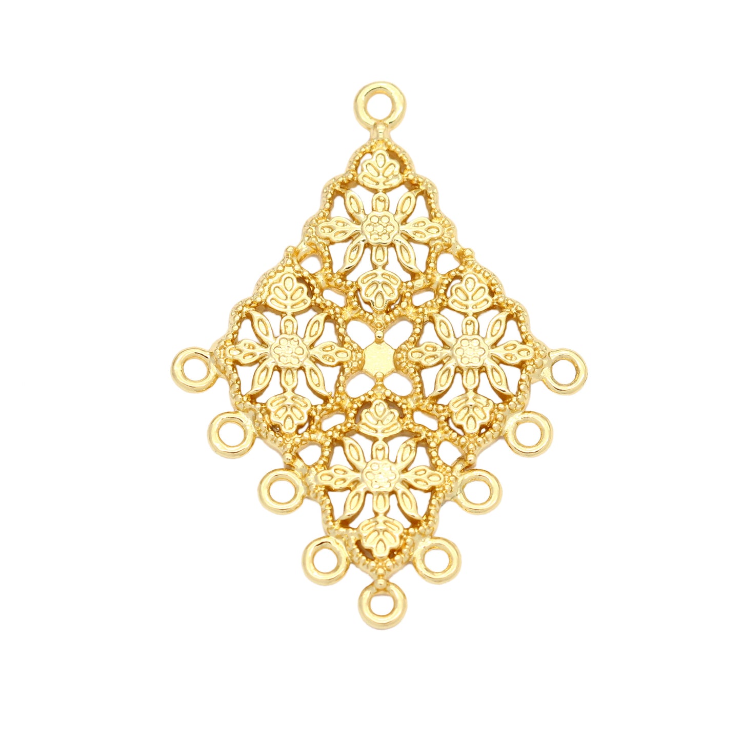10 pendentifs à breloques à pièces florales creuses à boucles multiples 14K GF