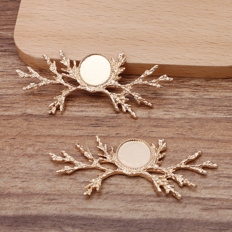 20 filigrane bord dentelé lunette tasse branche pendentif à breloque 18KGP 12mm cabochon rond Base vierge réglage de la pièce de pierre précieuse