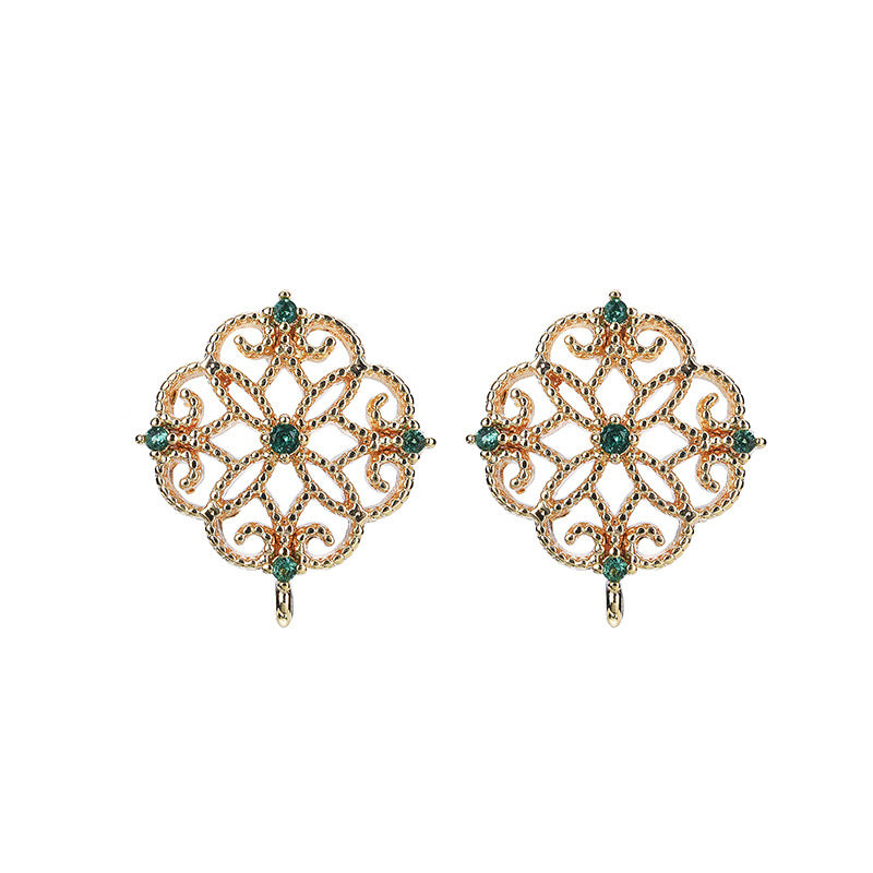 10 boucles d'oreilles à tige florales avec boucle d'oreille ornée de strass 14K GF