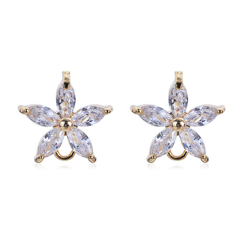 20 boucles d'oreilles à tige florales avec boucle d'oreille ornée de strass 14K GF