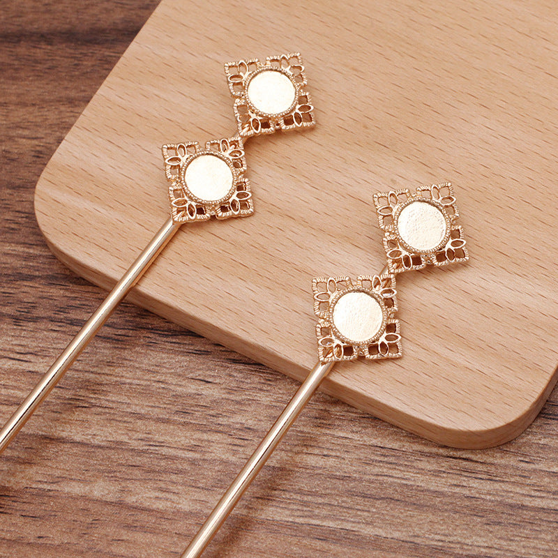 20 tasses de lunette à bords dentelés multiples, épingle à cheveux en bâton chinois 18KGP, cabochon rond de 8mm, Base vierge, réglage de pièces de pierres précieuses