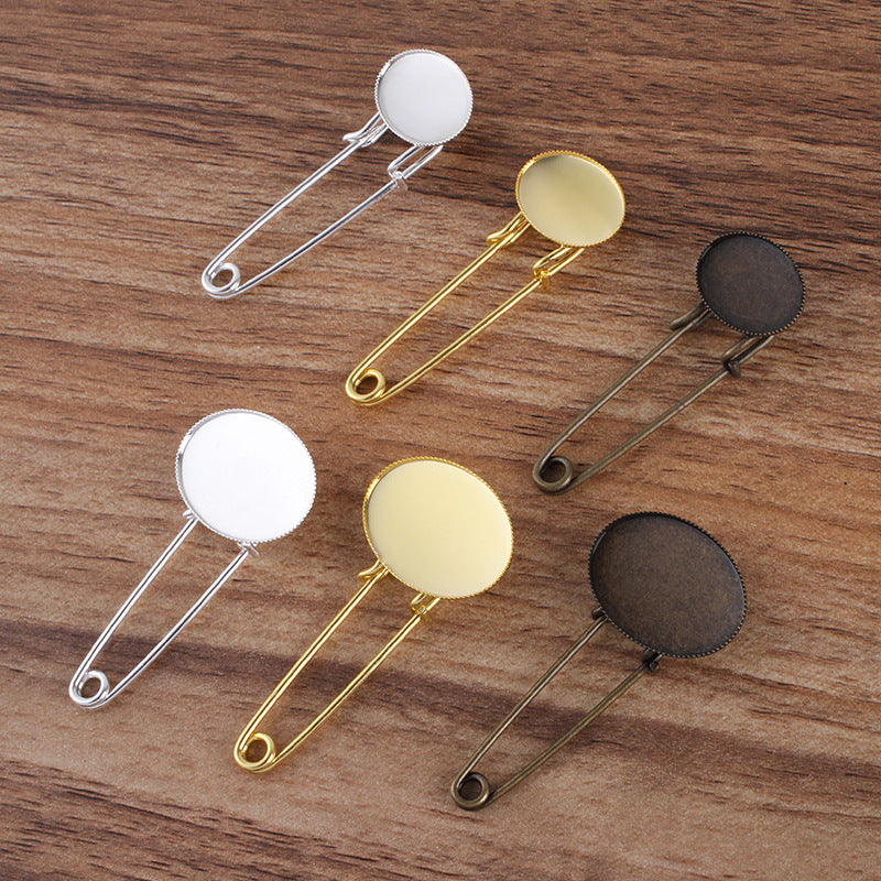 200 Serrated Edge Bezel Cup Safe Brooch Pin 18KGP 13x18mm 18x25mm Oval Cabochon Blank Base Gemstone Piece Setting