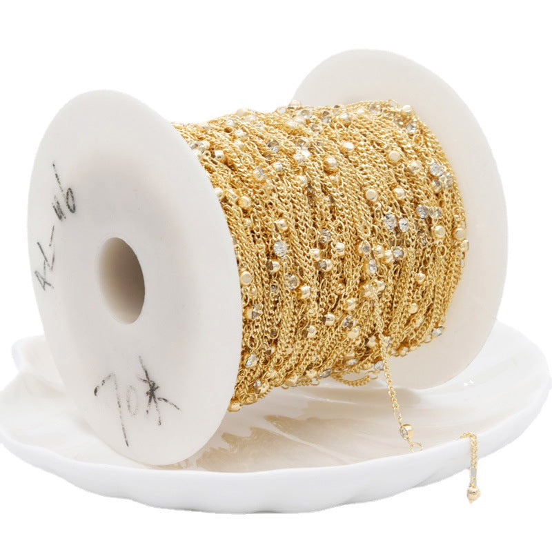 2 Meters Rhinestone Charm Curved O Link Thin Cable Chain 14K GF