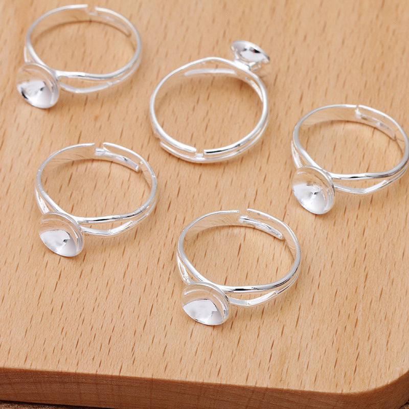 200 Openable Circle Ring 18KGP 8mm 10mm Round Nonporous Bead Blank Base Gemstone Setting