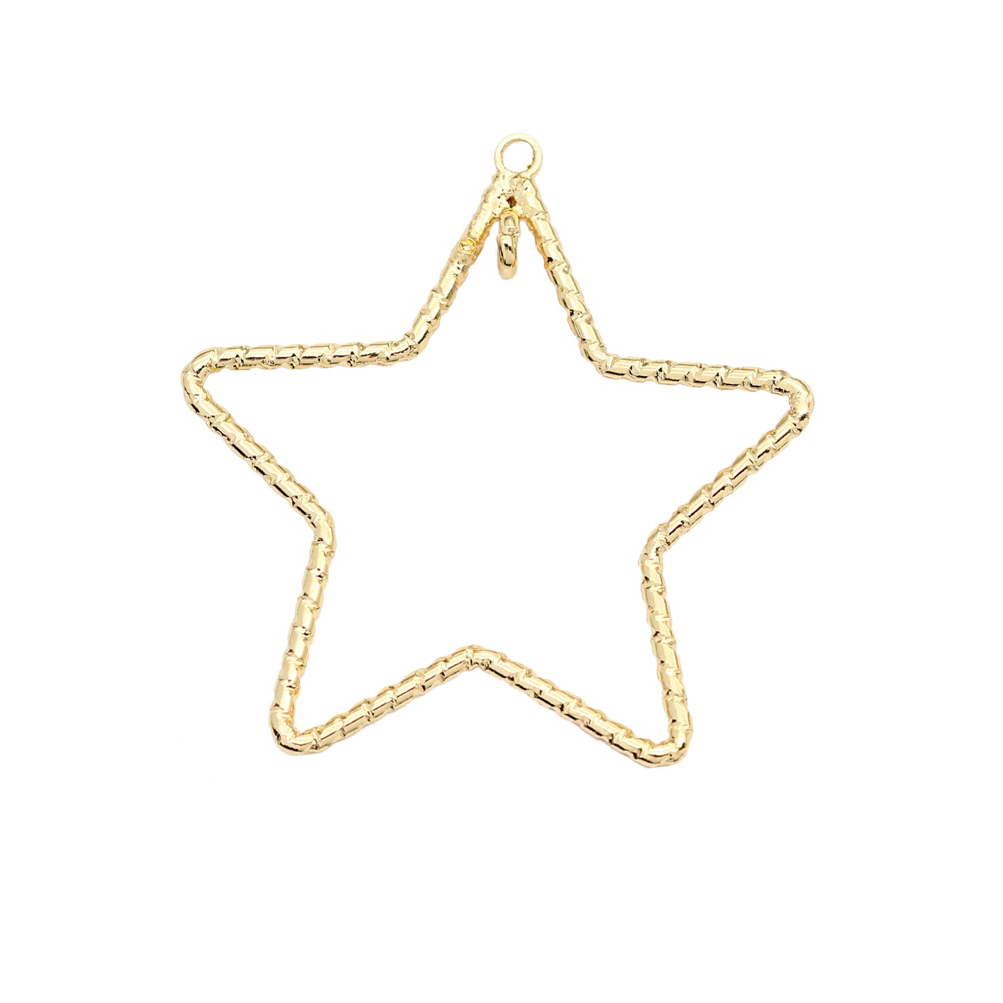 20 pendentif à breloque cercle étoile sculpté à double boucle 14K GF