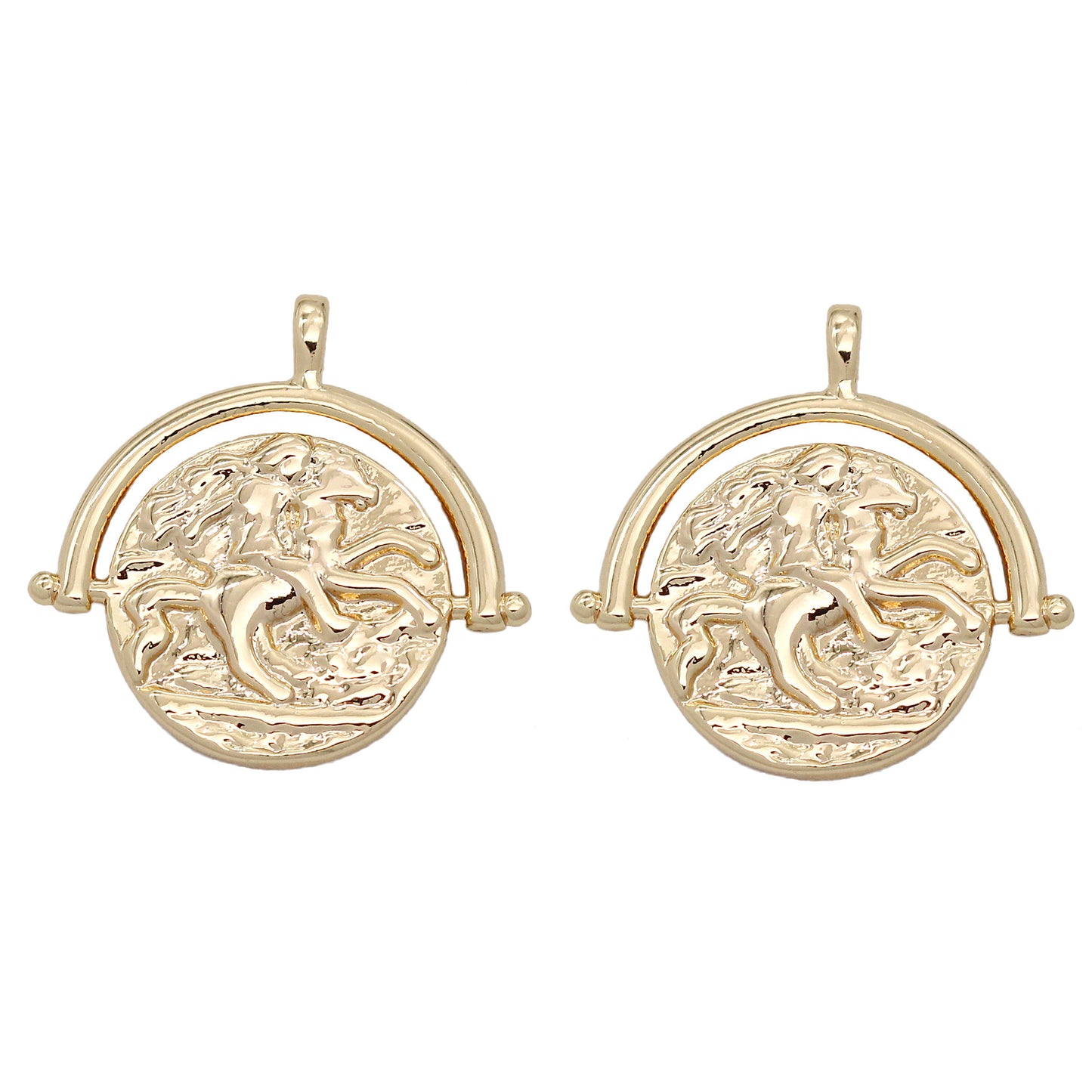 20 Pendentif de charme de pièce de monnaie de cavalier sur cheval 14K GF