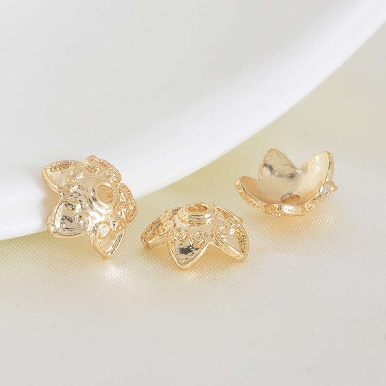 50 bonnets de perles florales, tasse 14K GF, breloques, entretoise de perles