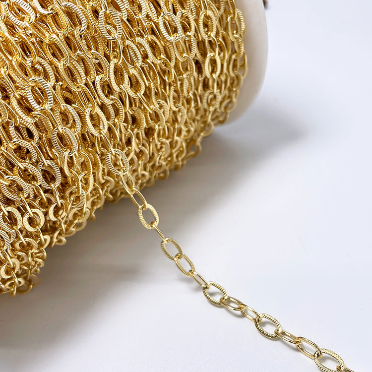 2 Meters Carving Oval Link Cable Chain 14K GF