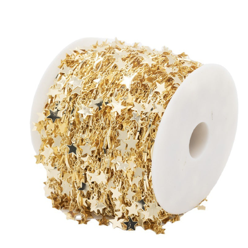 Chaîne à breloques à maillons étoile et lune de 2 mètres, 14K GF