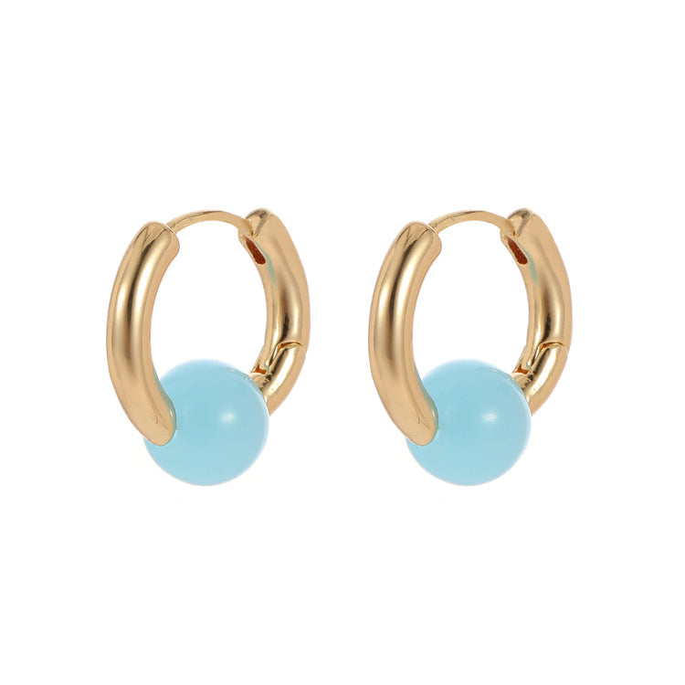 4 boucles d'oreilles créoles en perles d'agate 14K GF