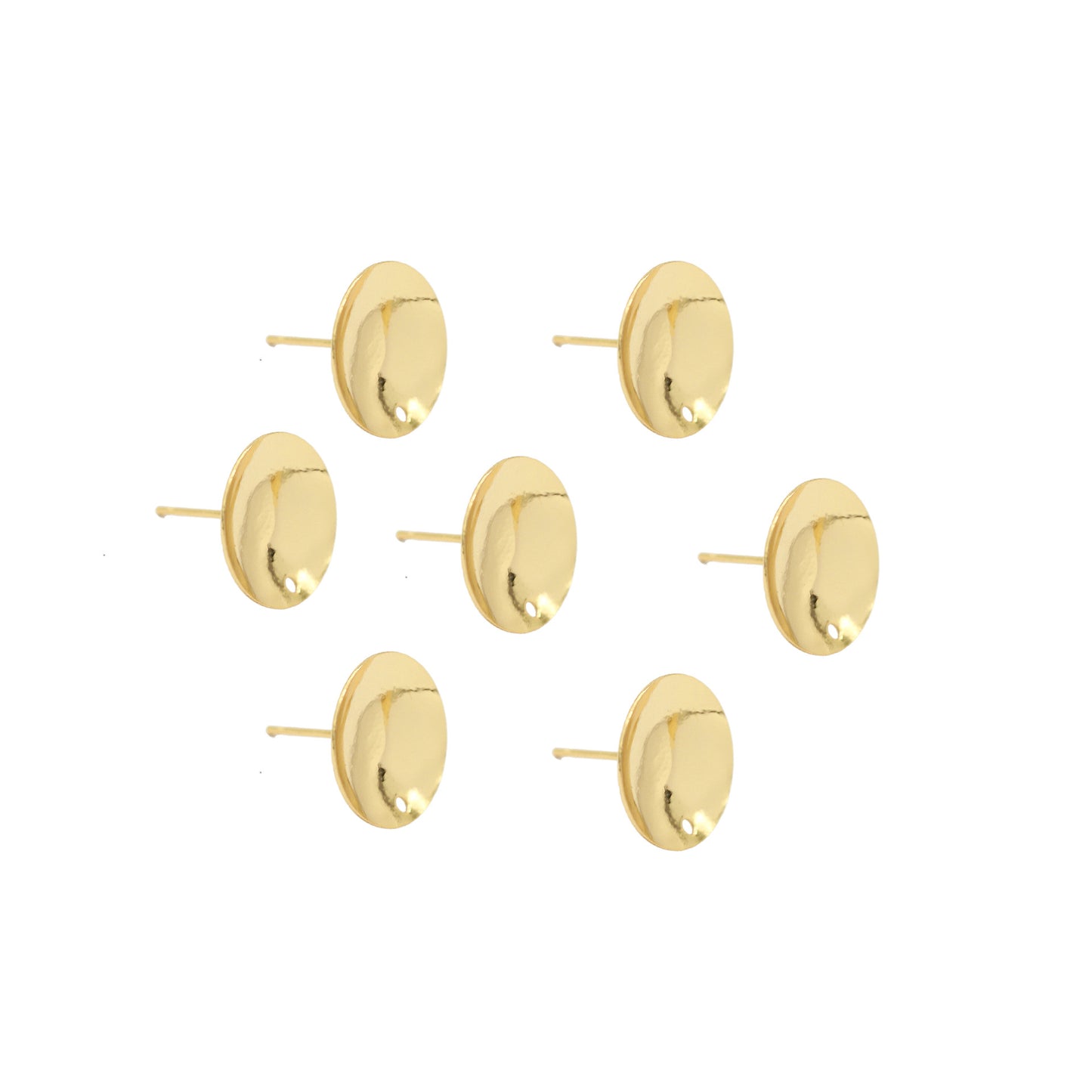 40 boucles d'oreilles rondes brillantes avec trou 14K GF, Base de cabochon vierge