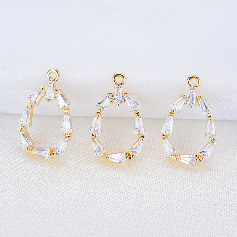 20 pendentif à breloque cercle goutte d'eau strass embelli 14K GF