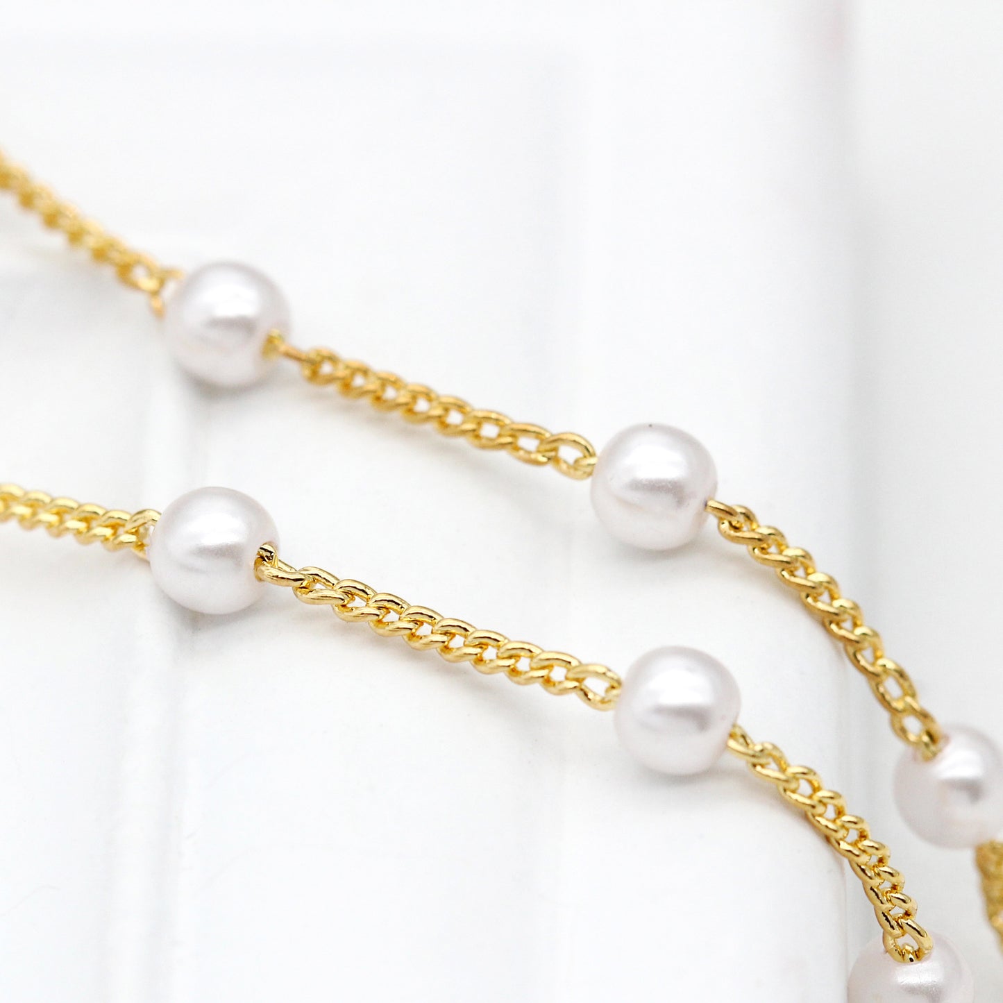 Chaîne câble de 2 mètres 14K GF ornée de perles