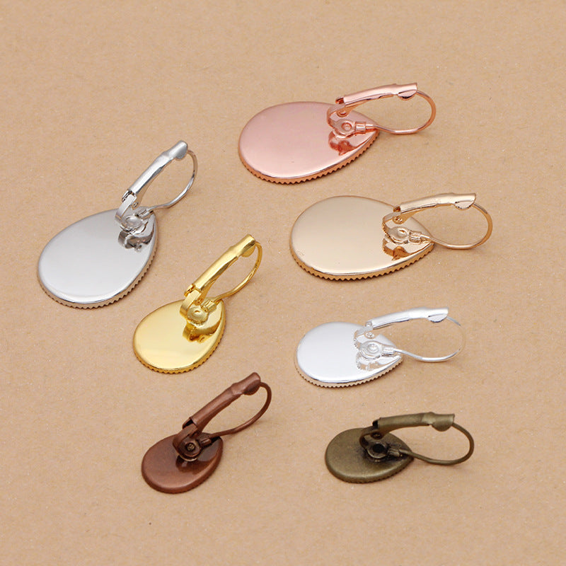 50 Serrated Edge Bezel Cup Hook Earrings 18KGP 10x14mm 13x18mm 18x25mm Waterdrop Cabochon Blank Base Gemstone Piece Setting