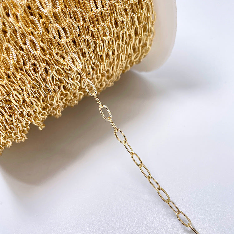 2 Meter flache flache O-Link-Kabelkette aus 14-karätigem GF