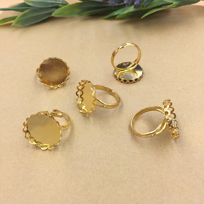 200 Scallop Edge Bezel Cup Ring 18KGP 18mm Round Cabochon Blank Base Gemstone Setting