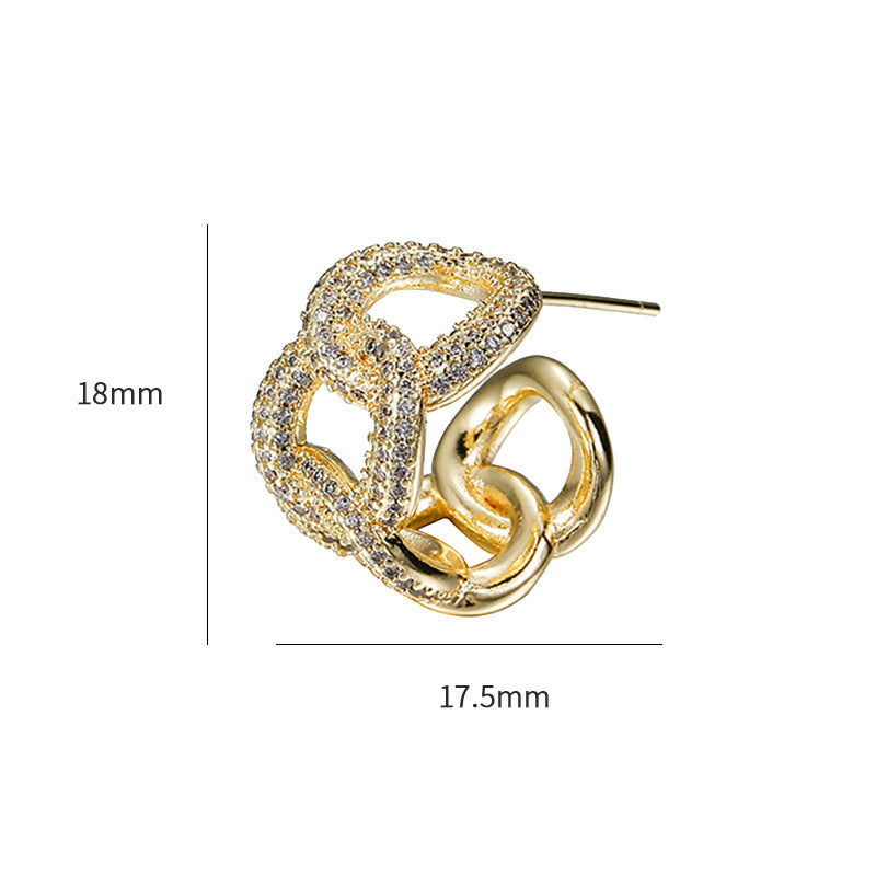 4 boucles d'oreilles à tige en chaîne épaisse 14K GF émail époxy strass boucle d'oreille ornée
