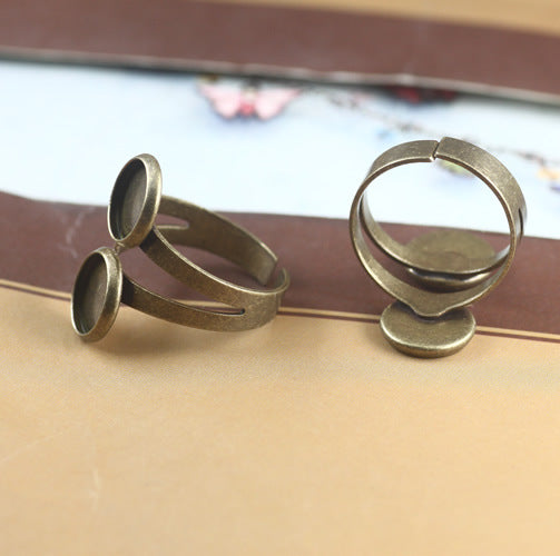 20 bague de cercle ouvert de tasse de lunette 18KGP 10mm 12mm Double cabochon rond Base vierge réglage de pierres précieuses