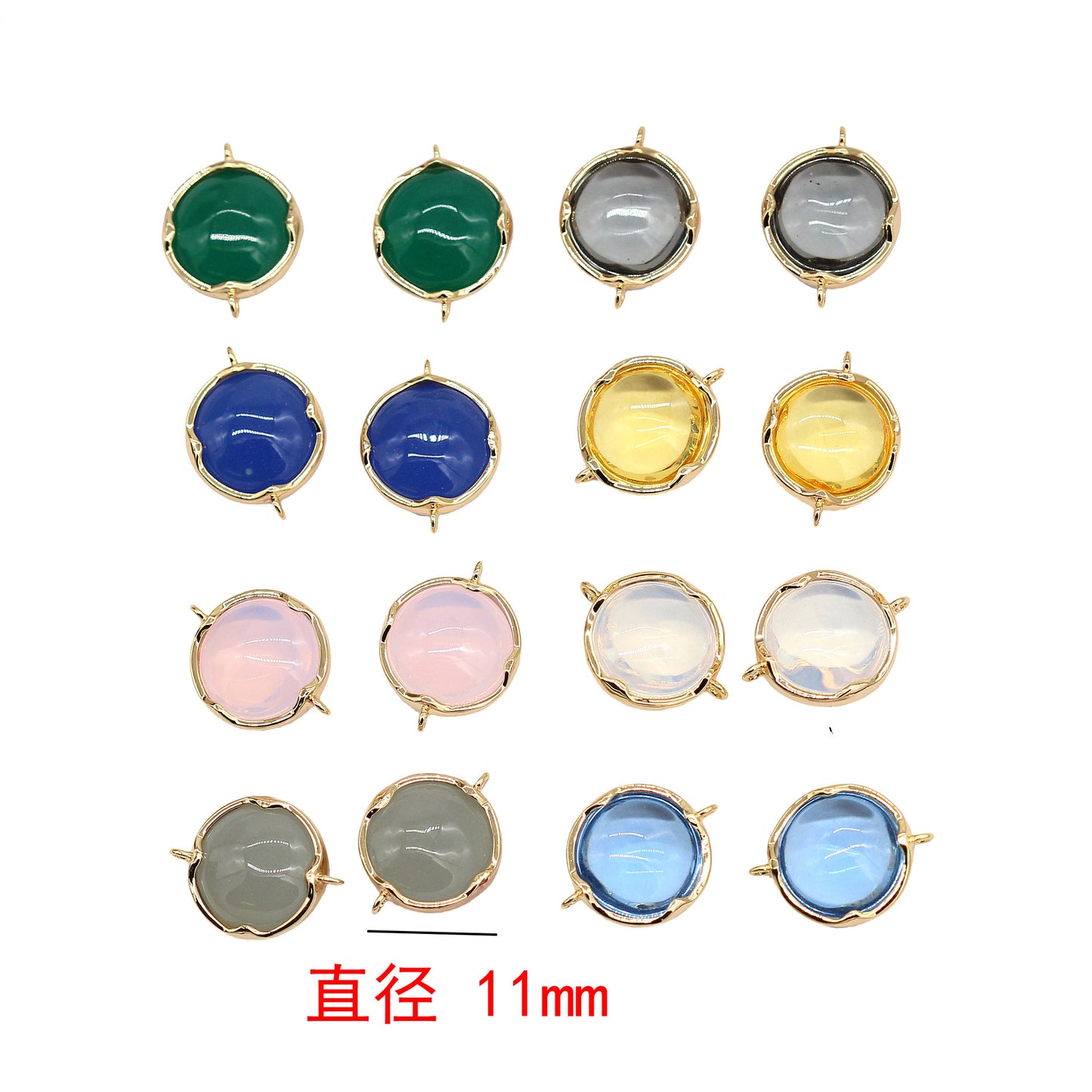 10 doppelt geschlungene runde Charm-Verbindungsstücke mit Strassverzierung aus 14-karätigem GF