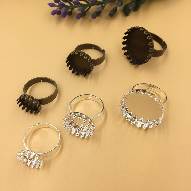 200 Crown Edge Bezel Cup Openable Circle Ring Silver Plated 12mm 15mm 20mm Round Cabochon Blank Base Gemstone Setting
