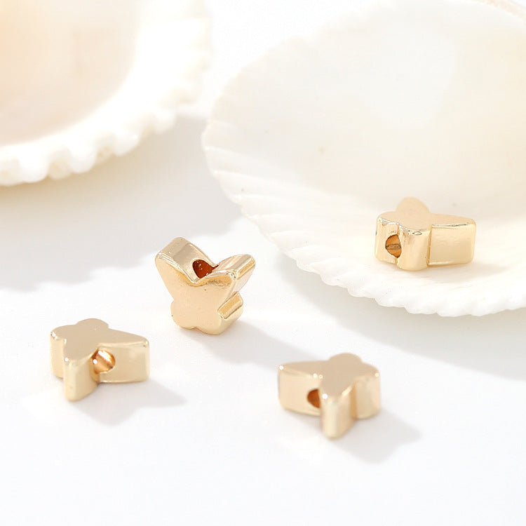10 brillant Fan Gourd cubique R papillon perle pièce 14K GF cuivre charme perle entretoise