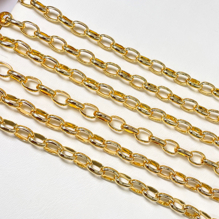 2 Meter dicke, glänzende, ovale Gliederkette aus 14-karätigem GF