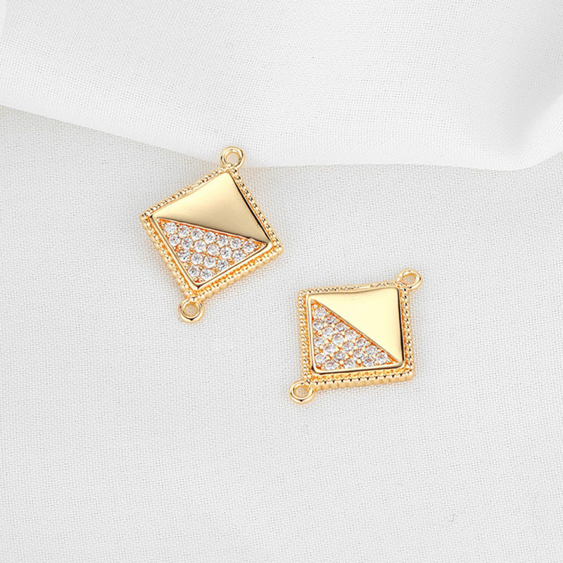 2 Double boucle Triangle Coeur Olive Rond Carré Charme Connecteur Strass Embelli 14K GF