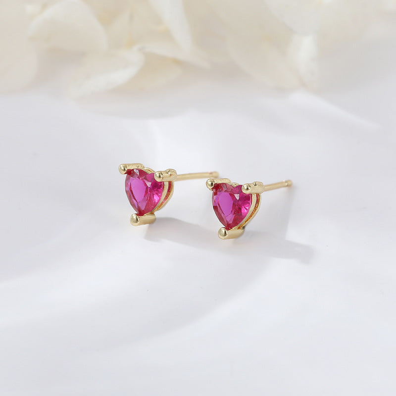 4 boucles d'oreilles à tige avec couronne à trois feuilles, ornées de strass 14K GF