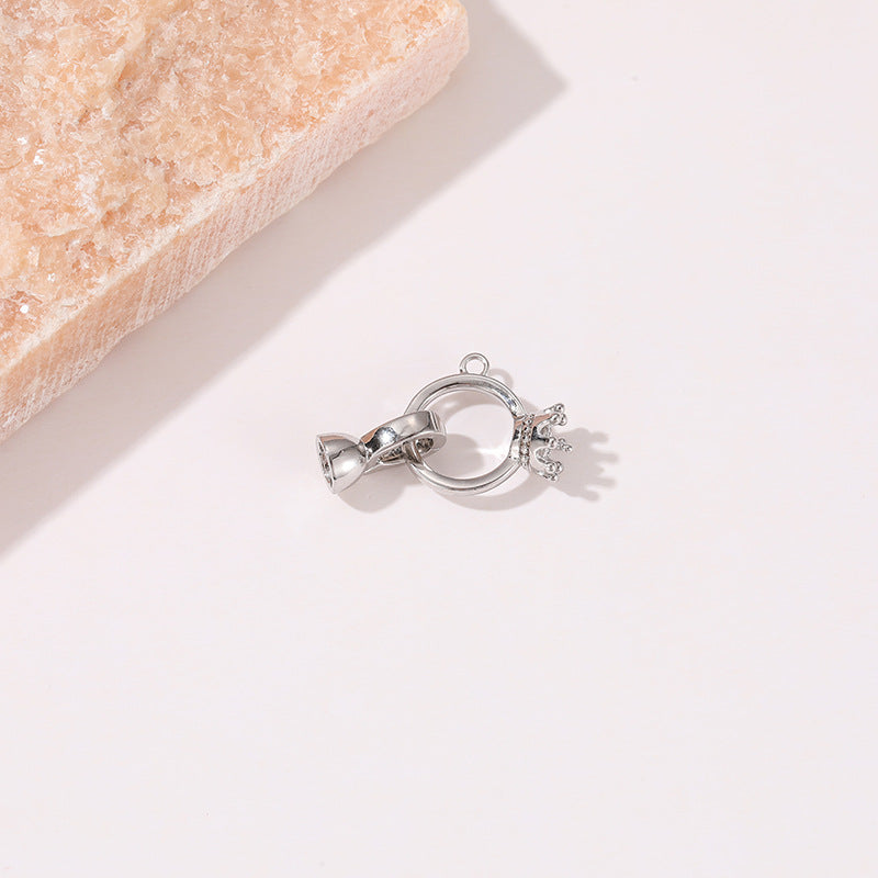 Fermoir circulaire à nœud papillon ovale à 2 cœurs, connecteur de fermoirs ornés de strass 14K GF