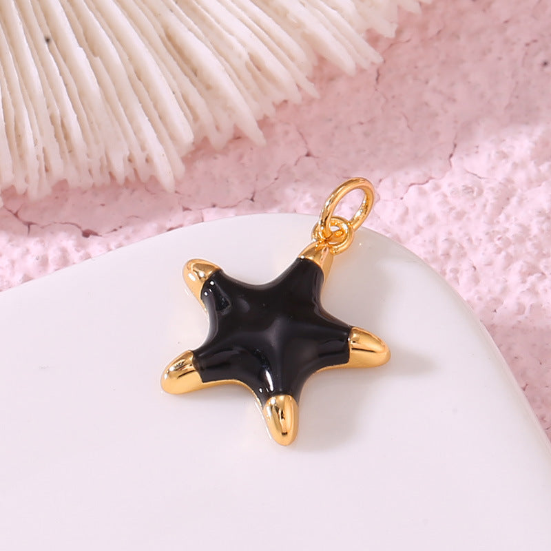 2 Star Charm Pendant Enamel Epoxy 14K GF