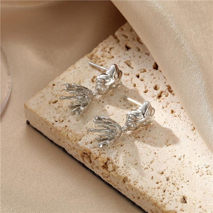Boucles d'oreilles à tige en forme de poisson rouge, 4 nœuds torsadés, goutte d'eau, 14K GF, fil d'oreille