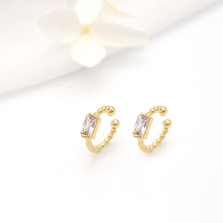 4 Perlen-Ohrklemmen, Kletterohrring, kein Piercing, mit Strass verziert, 14-Karat-GF-Ohrring
