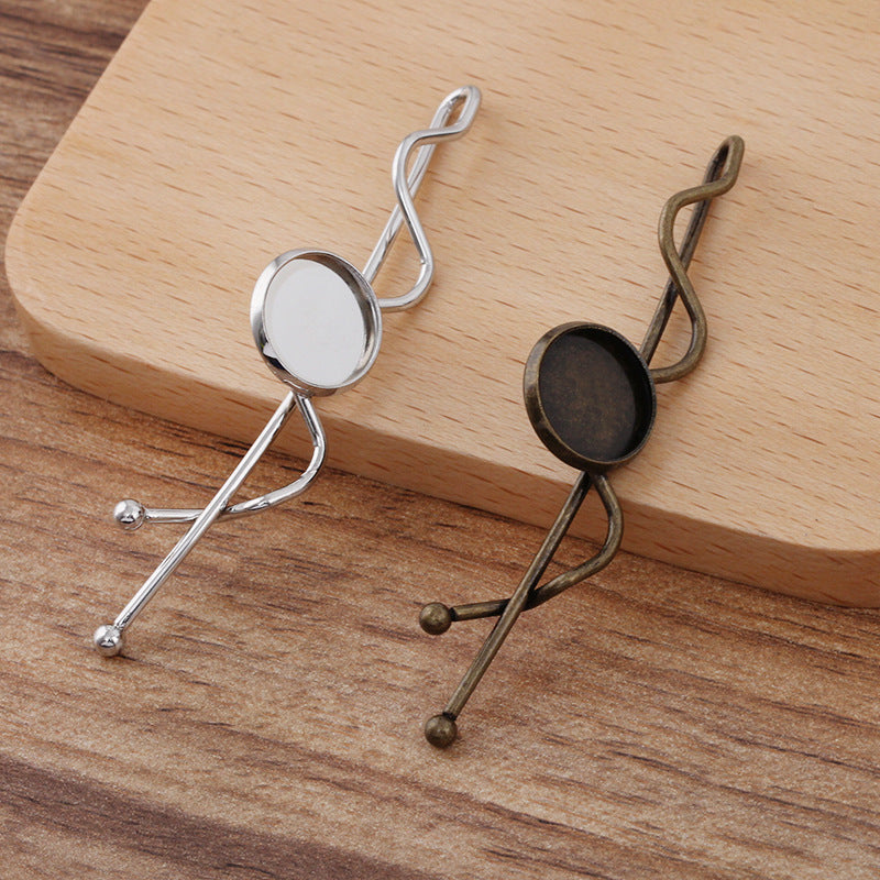 30 schlichte Rand-Bezel-Cup-Draht umwickelte Haarspangen-Haarnadel 18KGP 12mm runder Cabochon-Rohling-Basis-Edelstein-Stück-Fassung