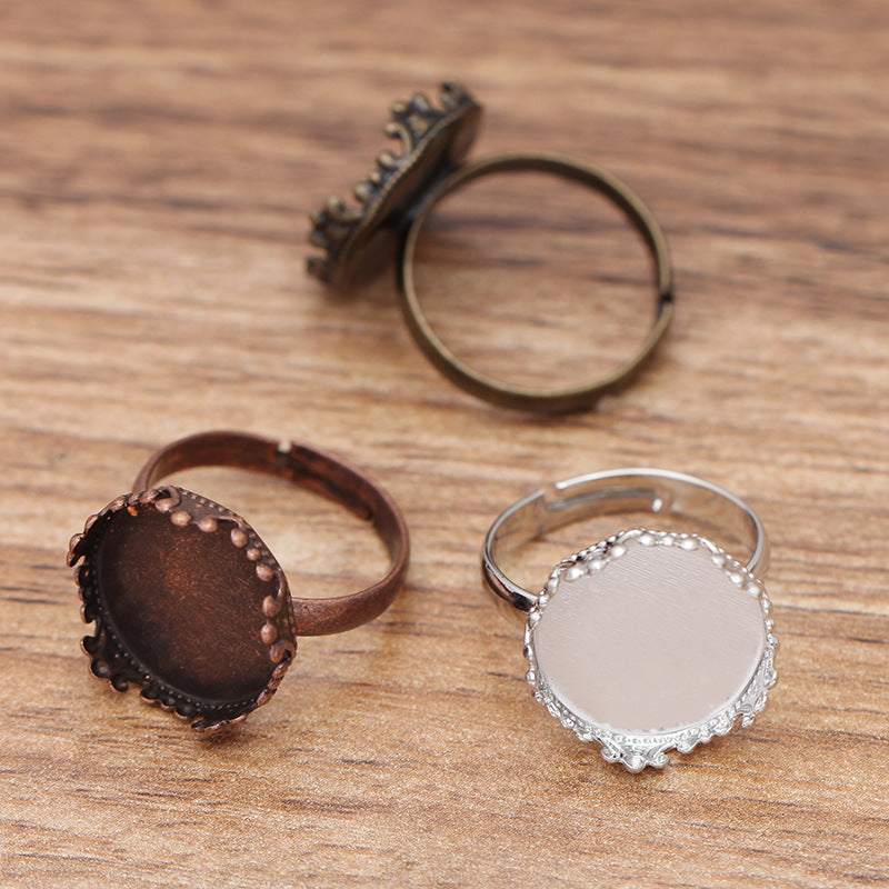 200 Crown Edge Bezel Cup Openable Circle Ring Silver Plated 15mm Round Cabochon Blank Base Gemstone Setting