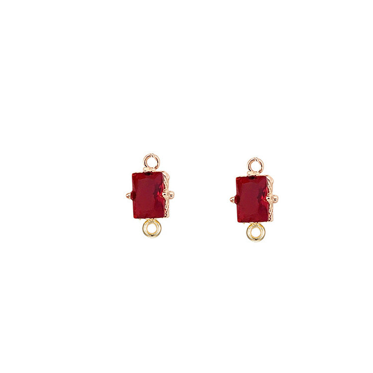 10 pendentifs à breloque rectangulaires, connecteur à Double boucle, ornés de strass, 14K GF