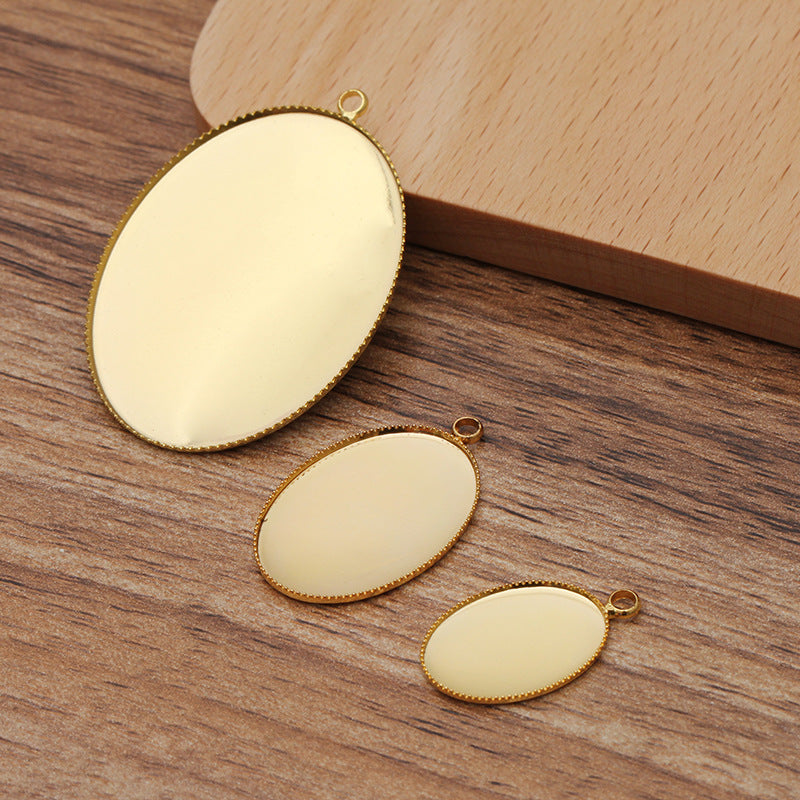 50 pendentif à breloque de tasse à lunette à bord dentelé 18KGP 13x18mm 18x25mm 30x40mm cabochon ovale Base vierge réglage de pierres précieuses
