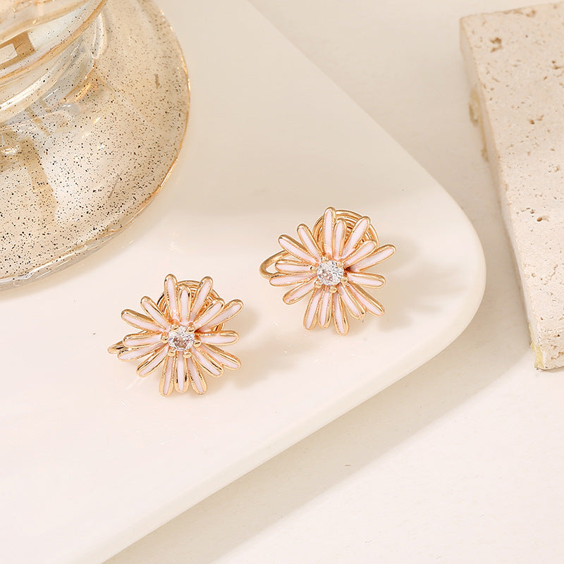 4 Heart Butterfly Square Crystal Daisy Floral Spiral Ear Clips No Piercing Earring 14K GF Earing