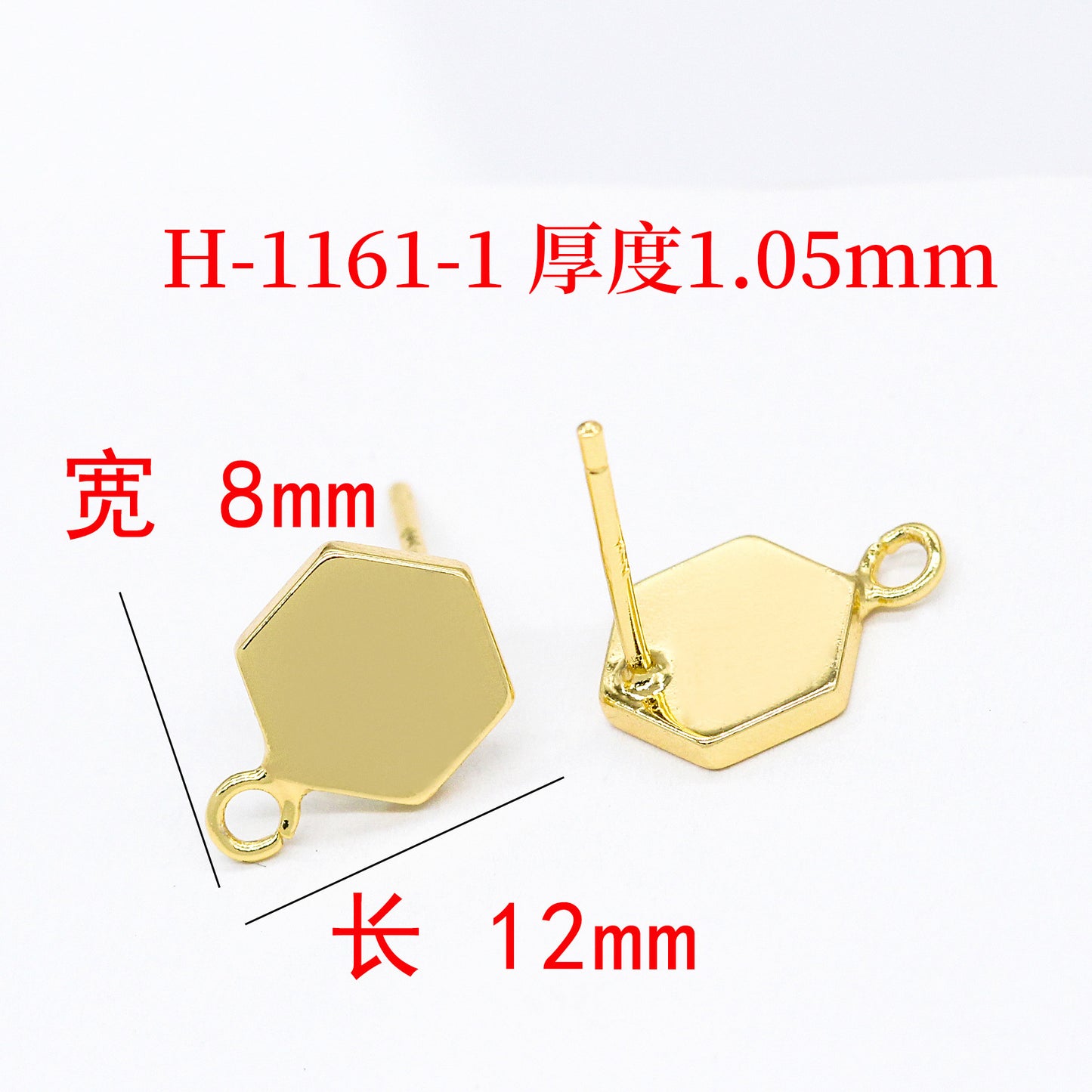 10 boucles d'oreilles à tige hexagonales en forme d'étoile ronde brillante avec boucle 14K GF